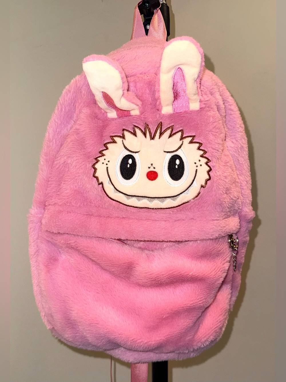 Pink blush monster bunny backpack for kids